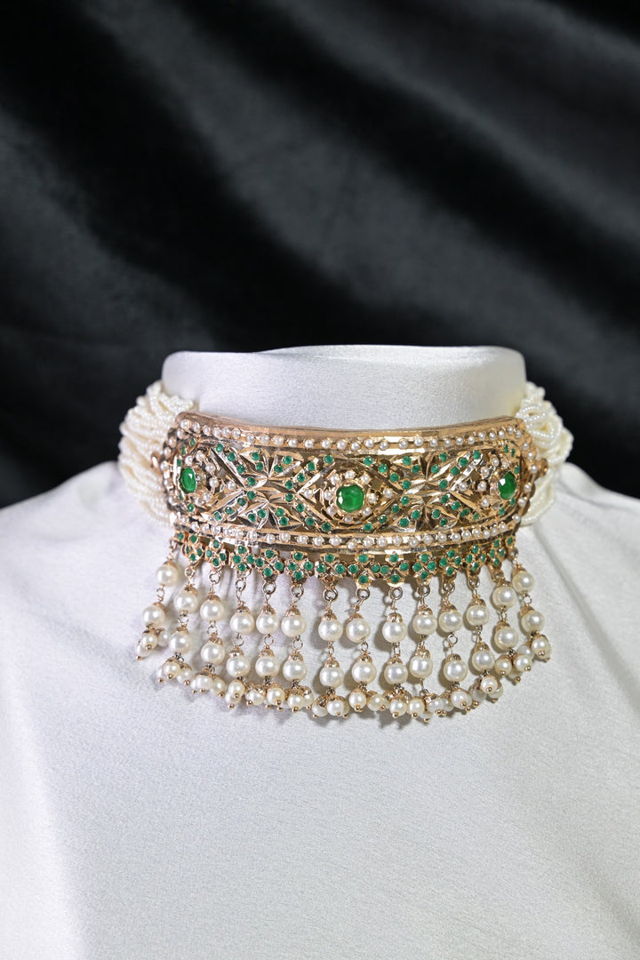Royal Ambar Dhar Emerald Jadau Choker Pearl Necklace