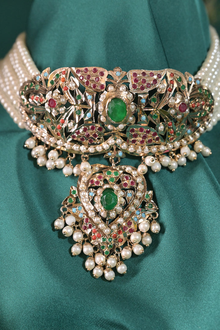 Amritapriya Heritage Multicolored Gemstones Jadau Necklace