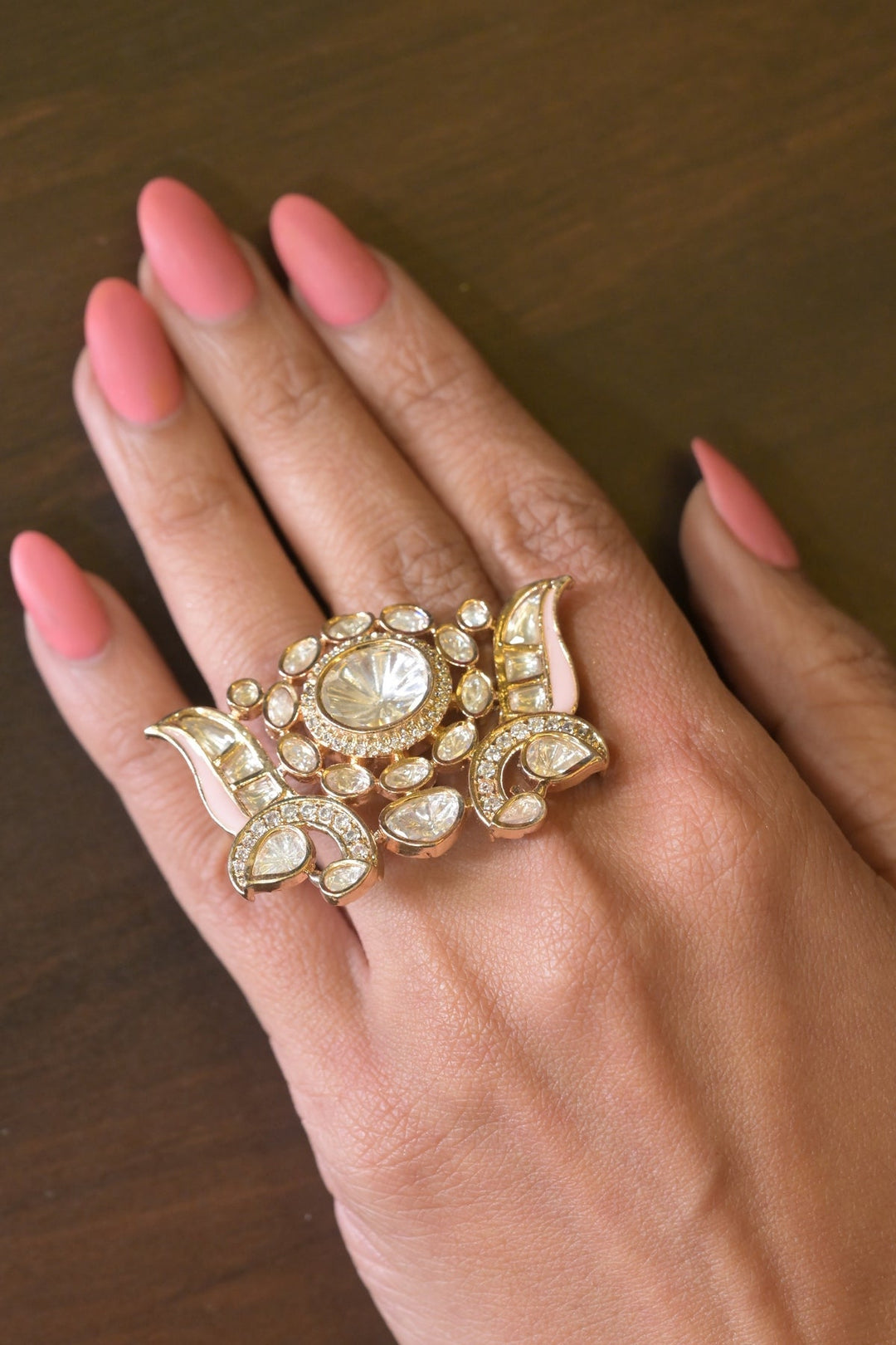 Maharani Mukut Polki Double-Finger Ring