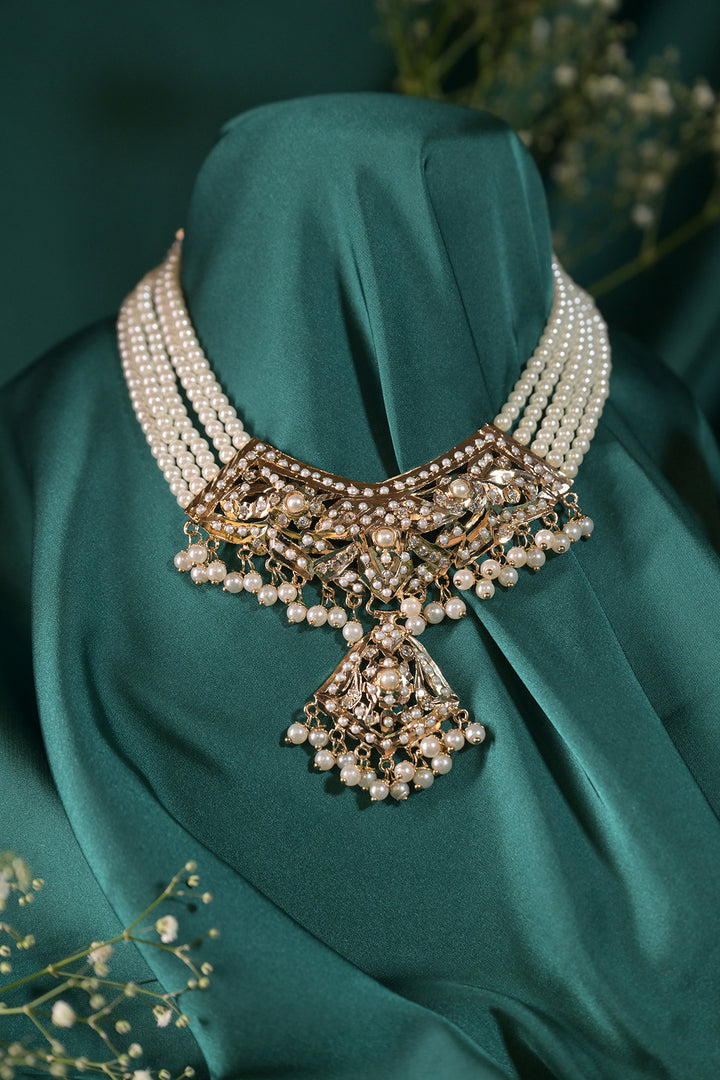 Avantika Pearl Jadau Engagement Choker Necklace