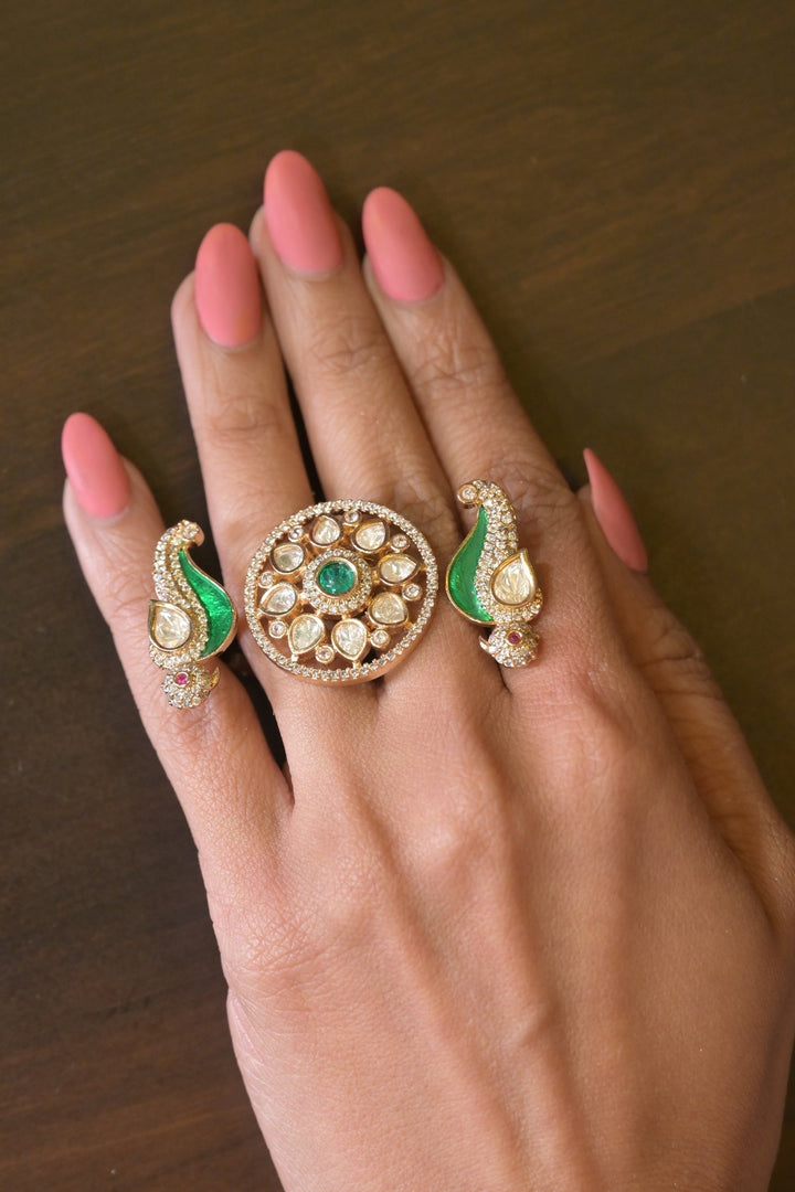 Mayuri Haldi Polki Three-Finger Ring