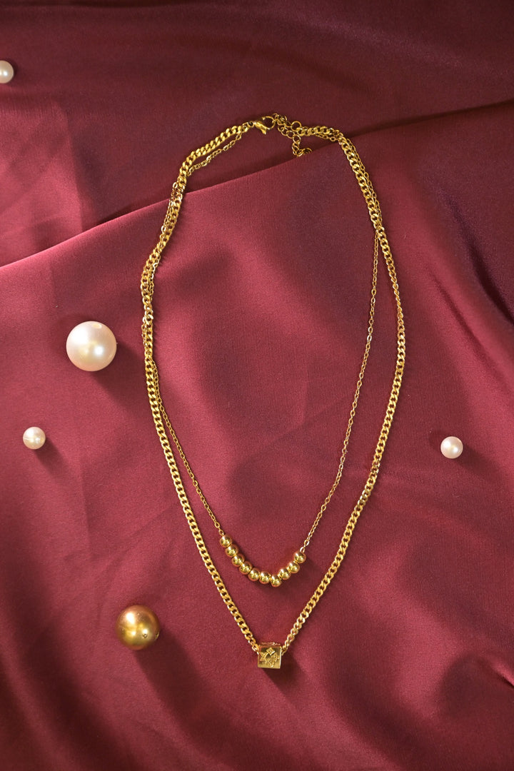 Oxidised Square Acrylic Charm Sleek Chain Necklace