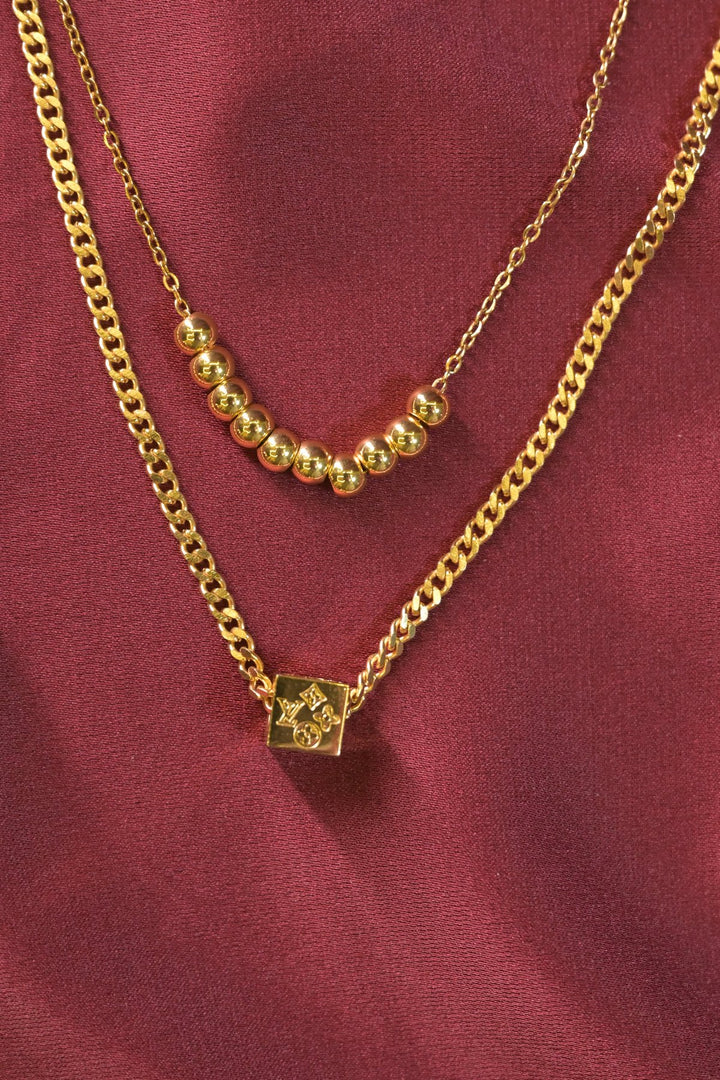 Oxidised Square Acrylic Charm Sleek Chain Necklace