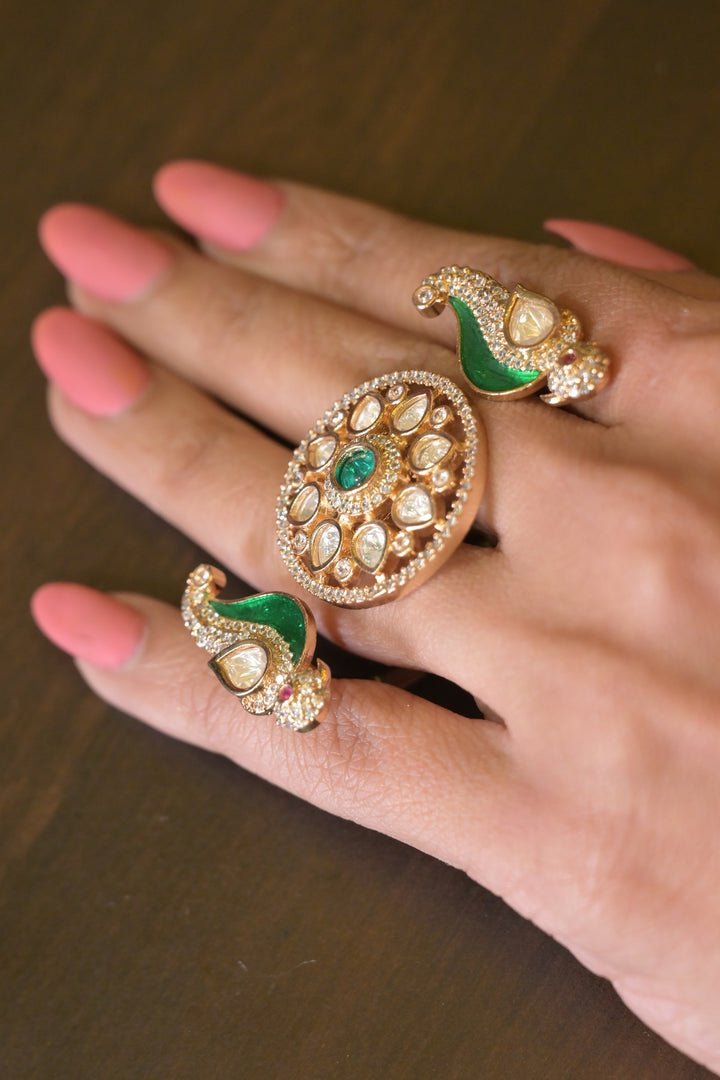 Mayuri Haldi Polki Three-Finger Ring