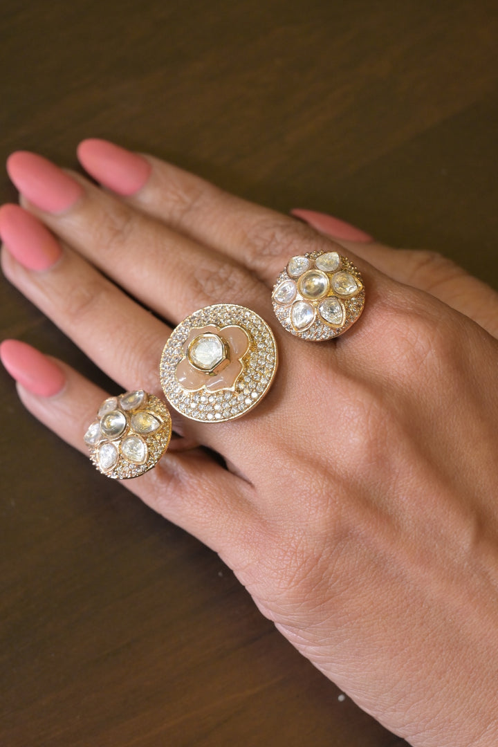 Maharani Vidya Mehndi Kundan Double Band Ring