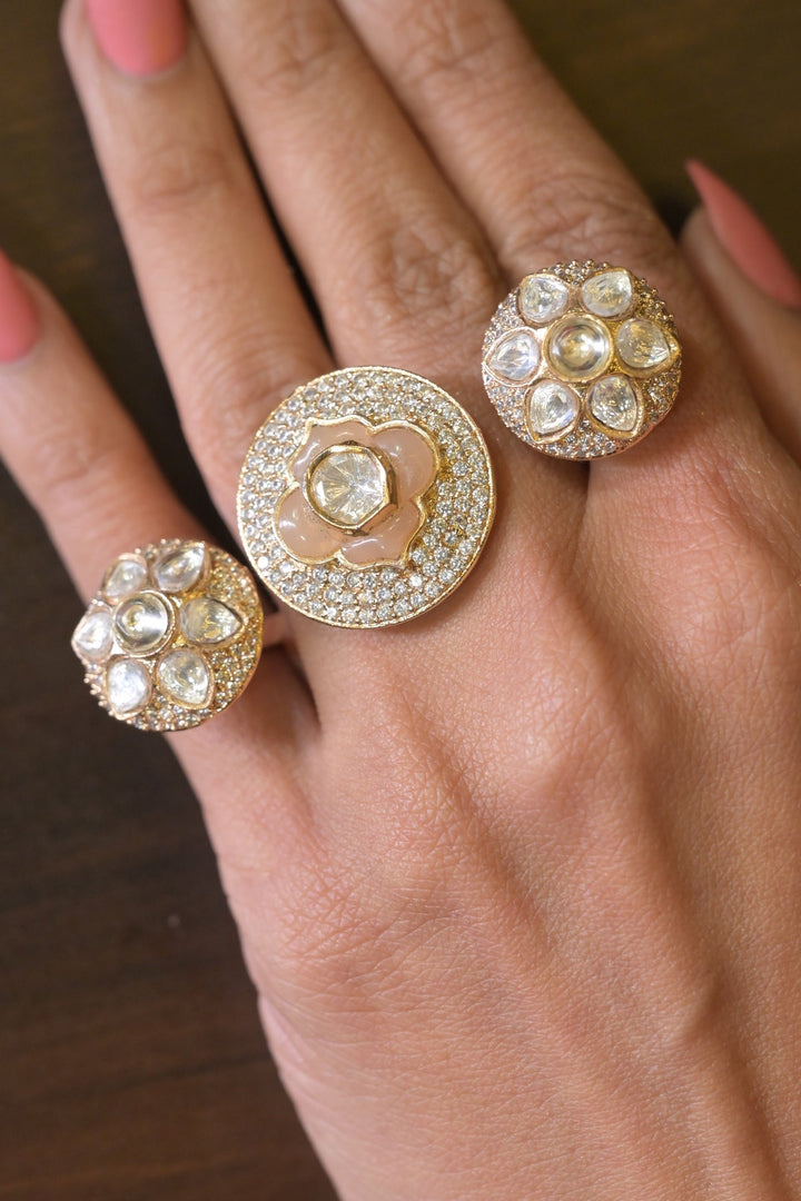 Maharani Vidya Mehndi Kundan Double Band Ring
