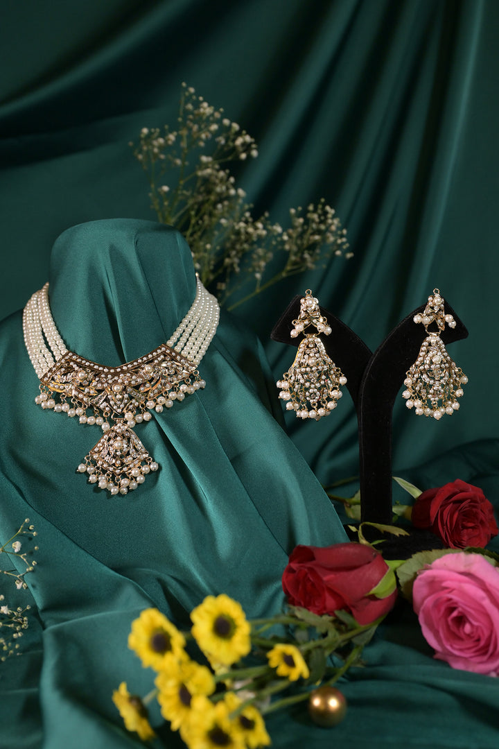 Avantika Pearl Jadau Engagement Choker Necklace