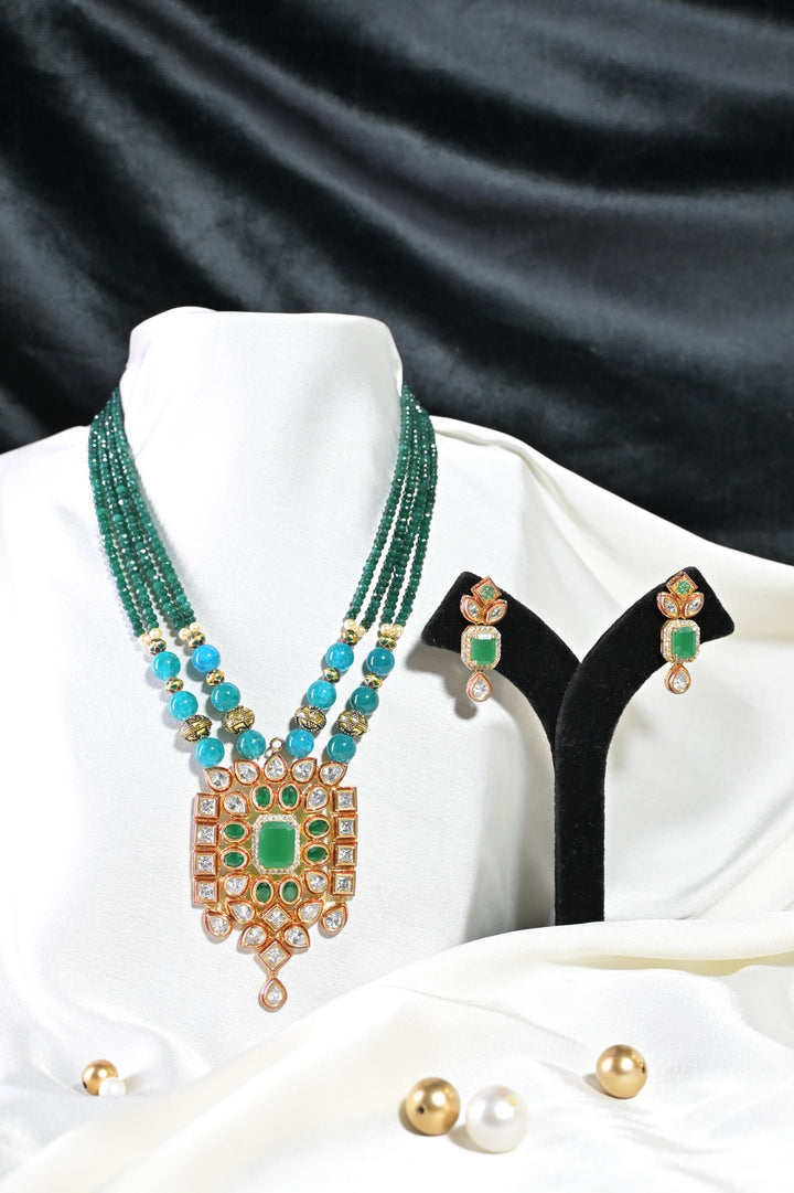 Divyadarshini Emerald Royal Polki Long Necklace