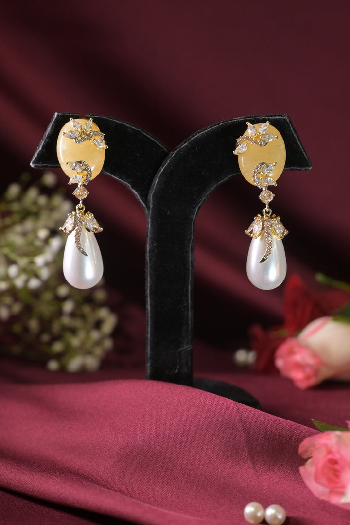 Nazakat Diamond Vintage Pearl Drop Earrings