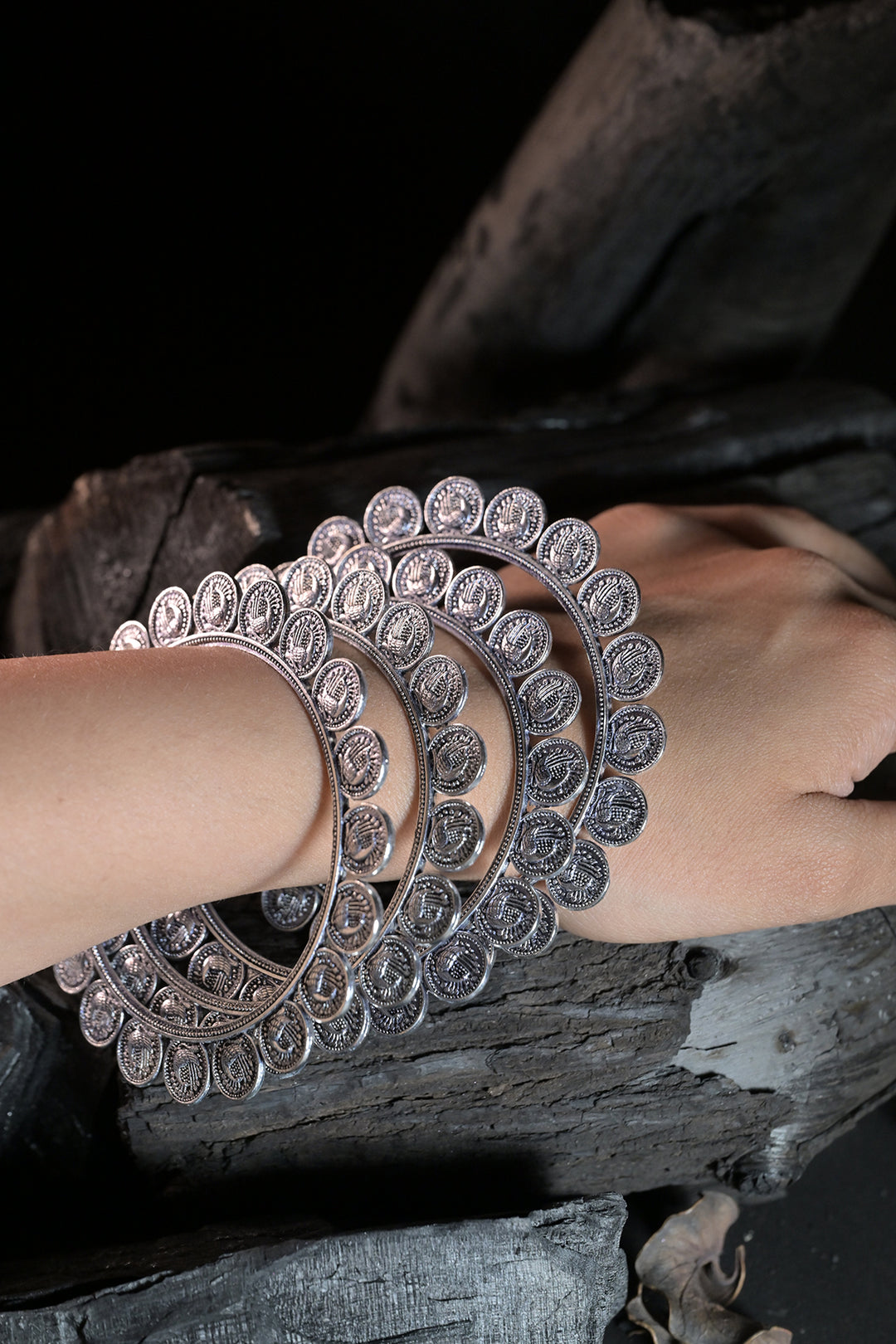 Manmohini Silver Coin Bangle