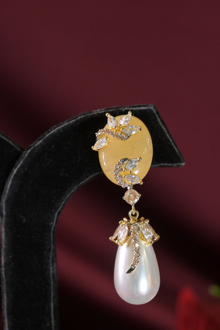 Nazakat Diamond Vintage Pearl Drop Earrings
