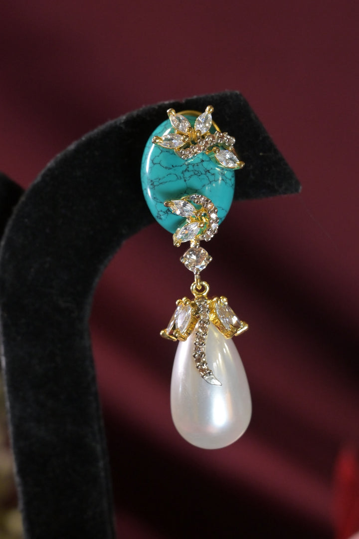 Nazakat Diamond Vintage Pearl Drop Earrings