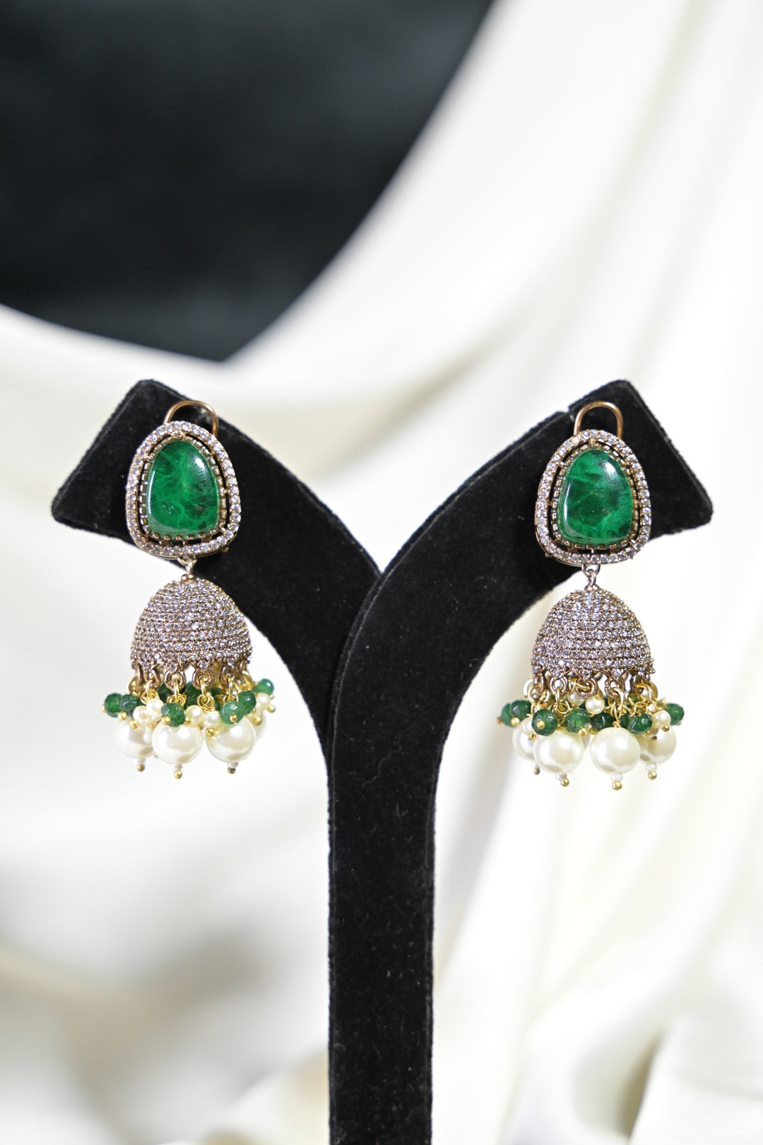 Maharani Javitri Emerald Pearl Premium Layered Long Necklace