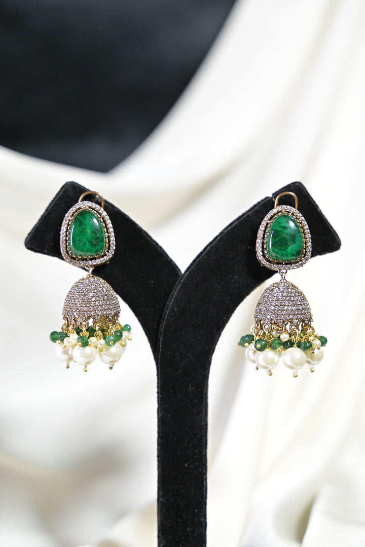 Maharani Javitri Emerald Pearl Premium Layered Long Necklace