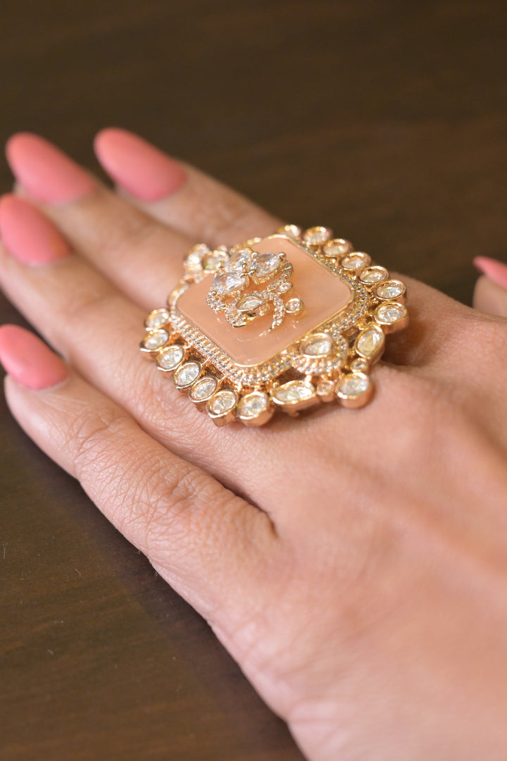 Adishiva Quadrant Polki Temple Ring