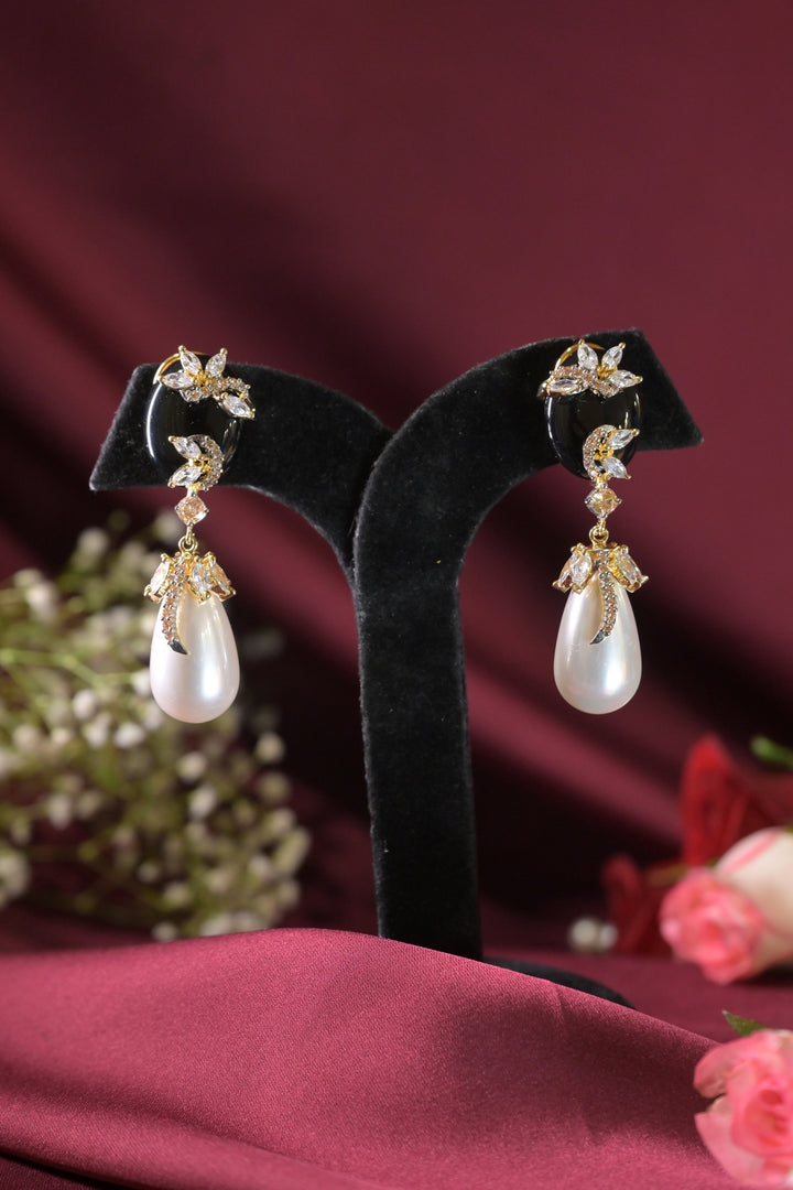 Nazakat Diamond Vintage Pearl Drop Earrings