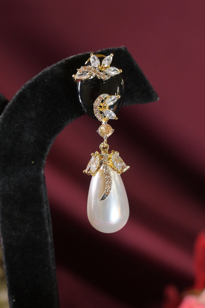Nazakat Diamond Vintage Pearl Drop Earrings