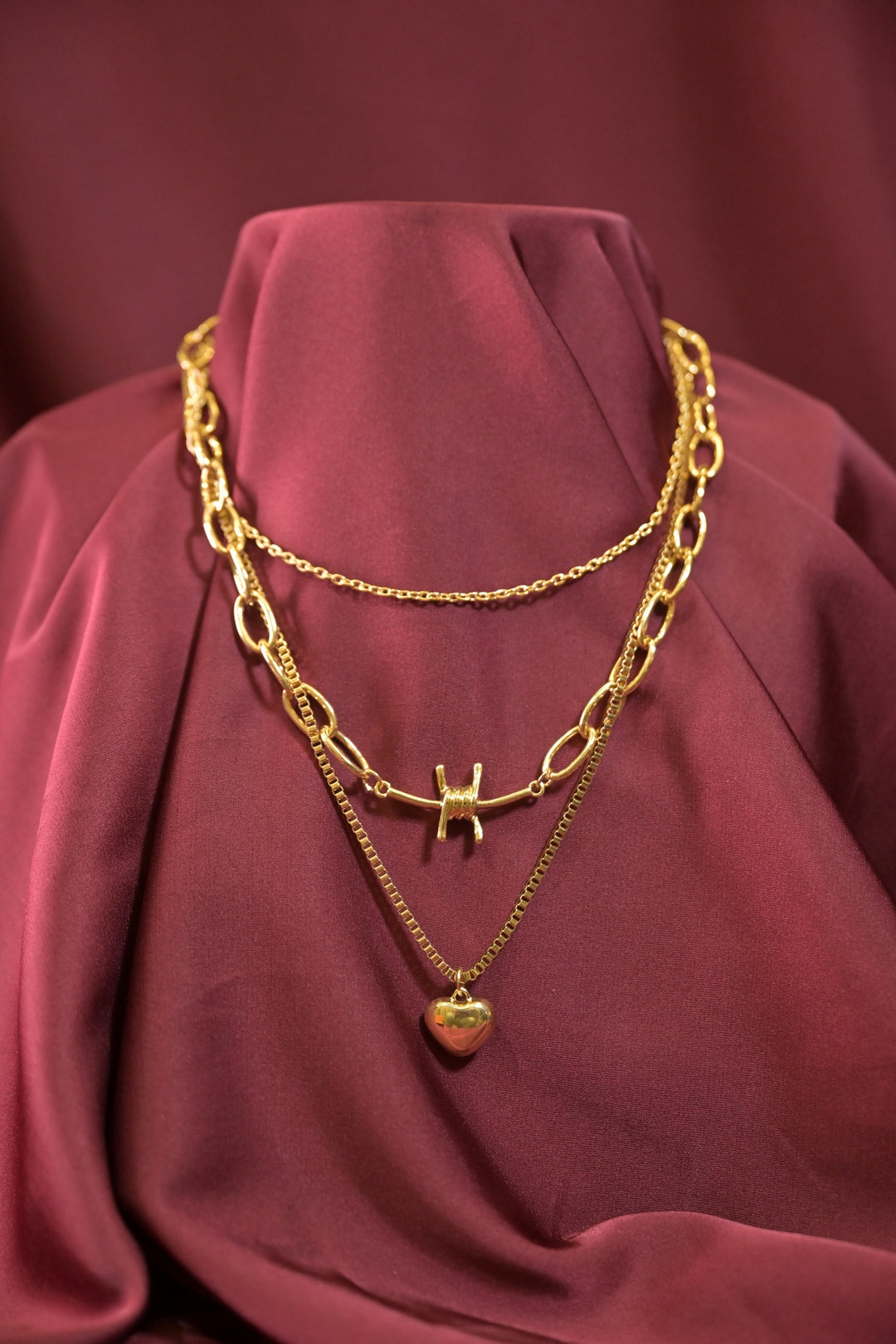 Ganga Heartlock Layered Chain Necklace