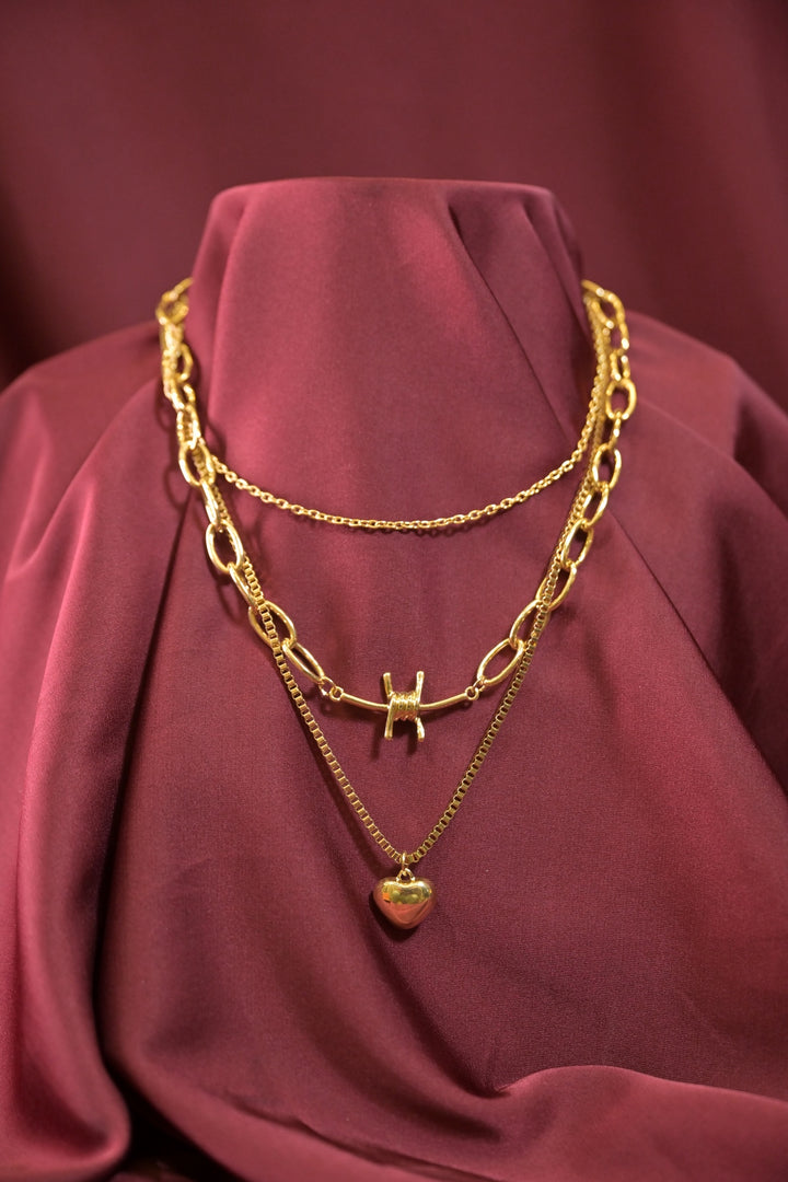 Ganga Heartlock Layered Chain Necklace