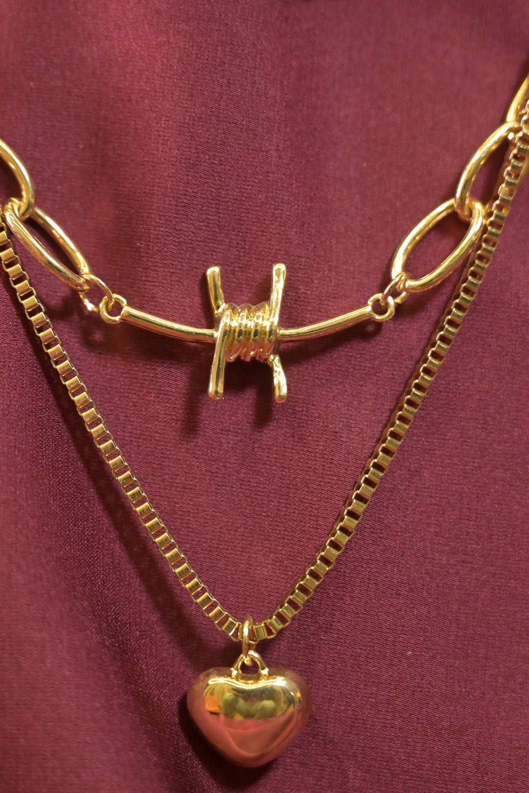 Ganga Heartlock Layered Chain Necklace