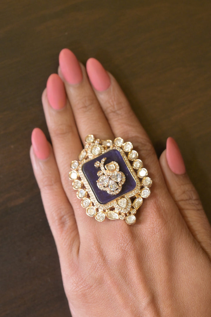 Adishiva Quadrant Polki Temple Ring