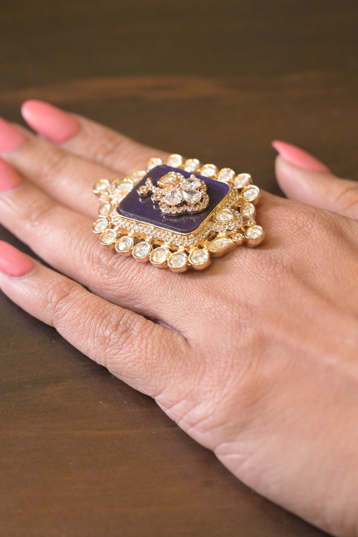 Adishiva Quadrant Polki Temple Ring