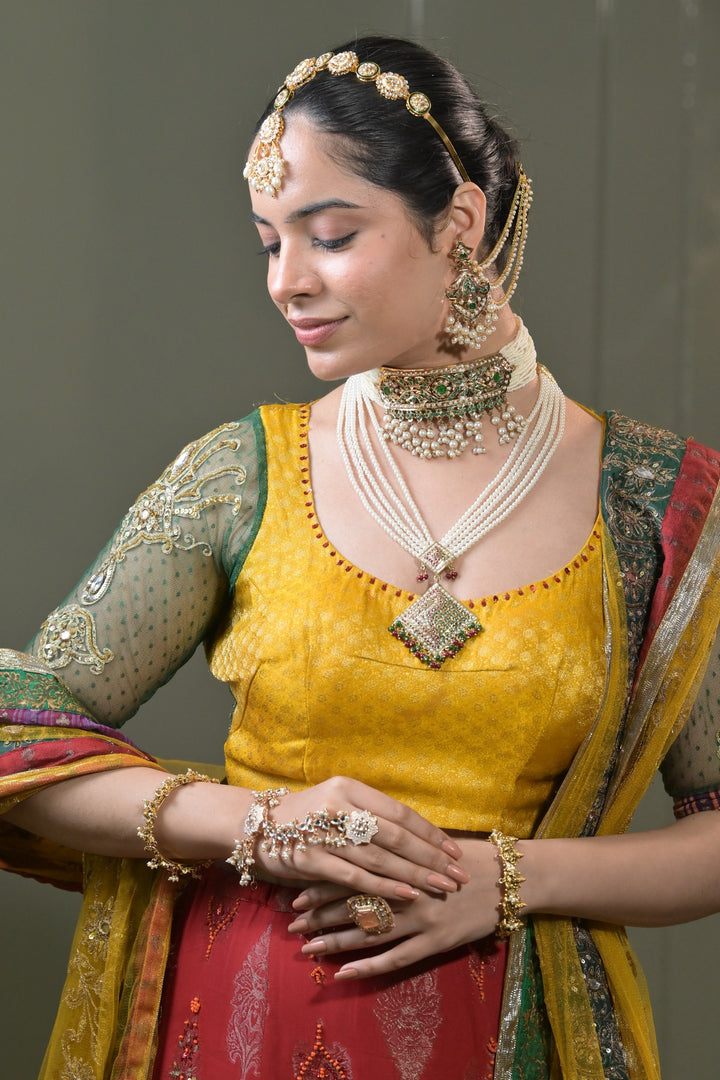 Indira Jadau Pendant Pearl Long Necklace