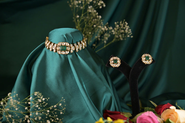 Ratna Royal Mossanite Golden Choker Necklace