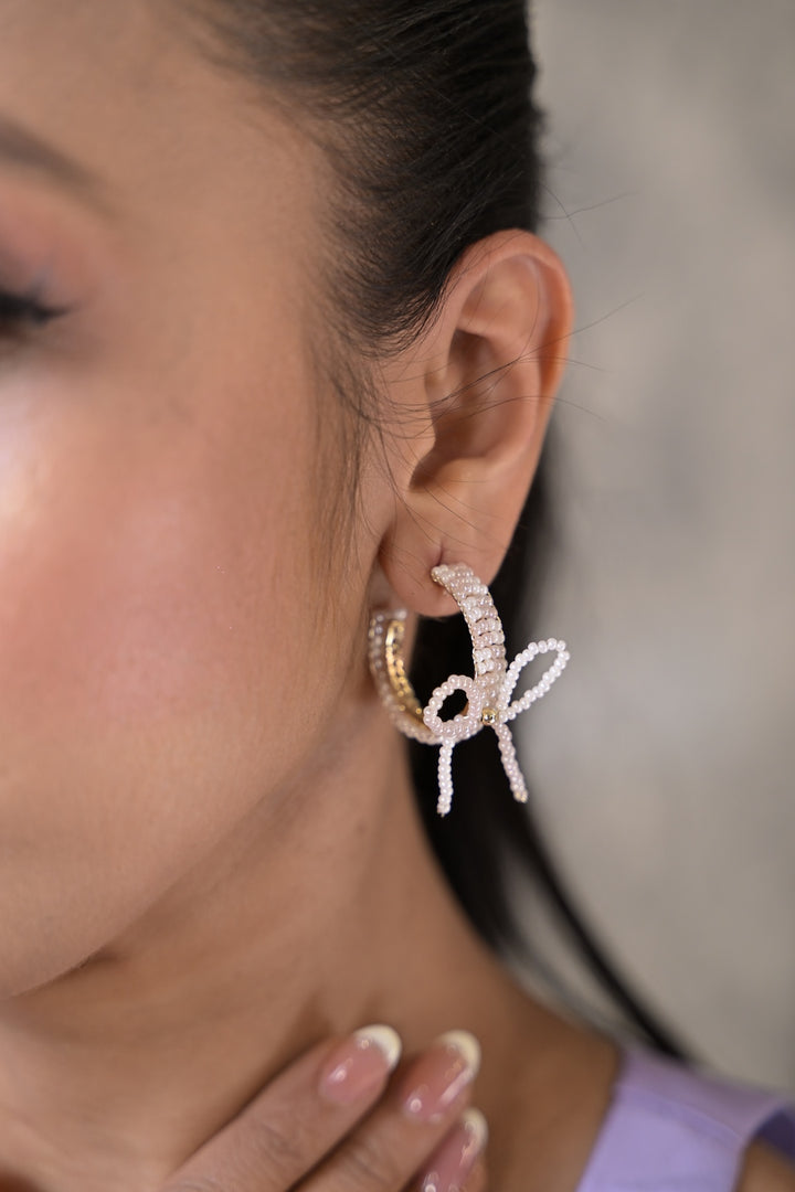 Boho Pearl Hoop Earrings