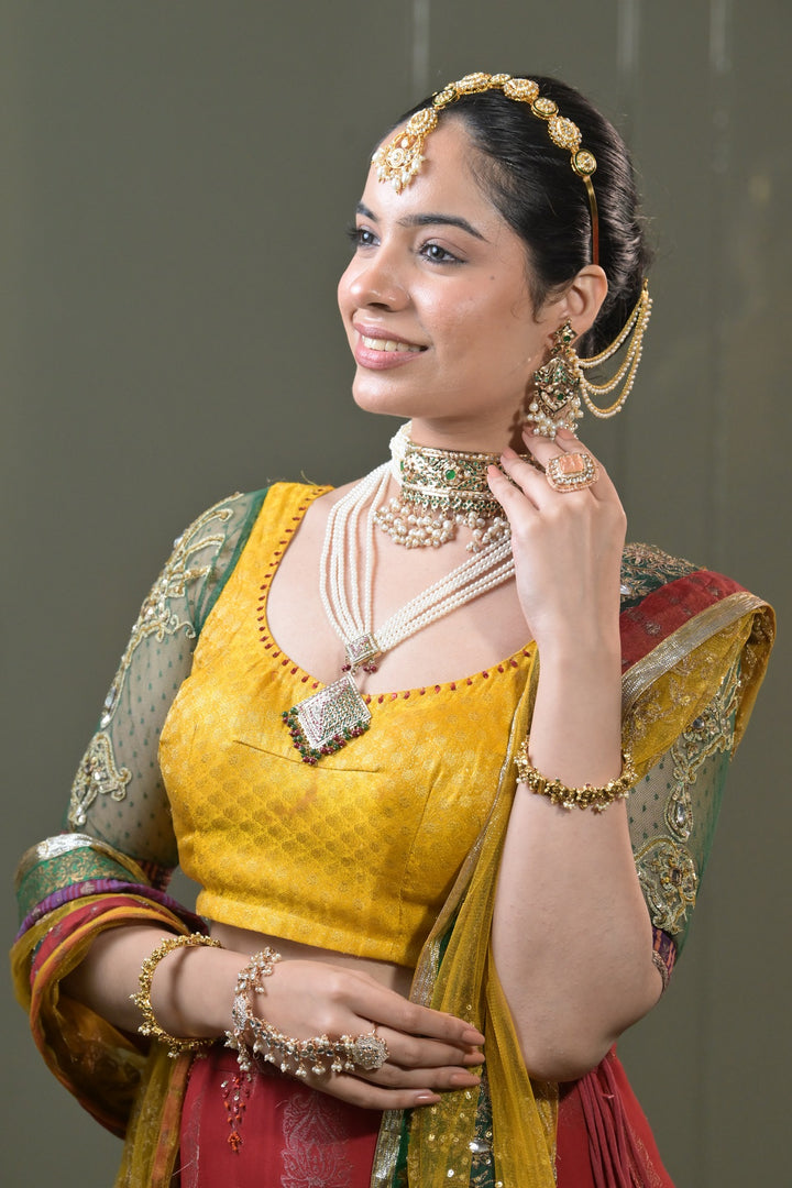 Indira Jadau Pendant Pearl Long Necklace