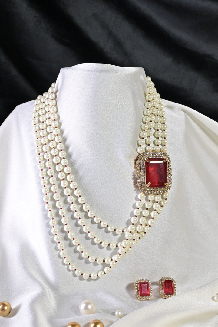 Maharani Satsri Pearl Layered Long Necklace
