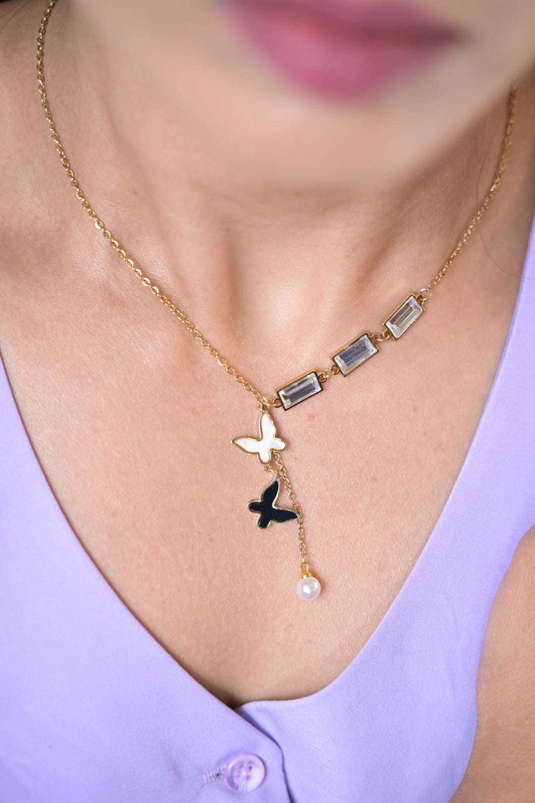 Vienna Multi Butterfly Diamond Charm Chain Necklace