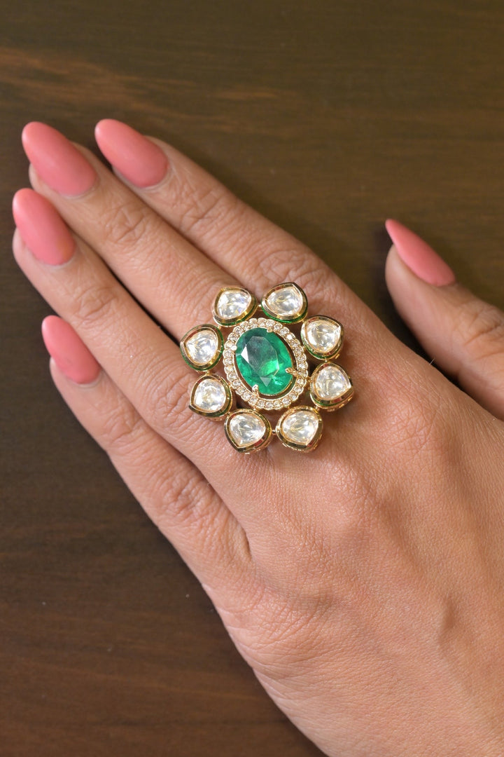 Adi Laxmi Polki Oval Ring