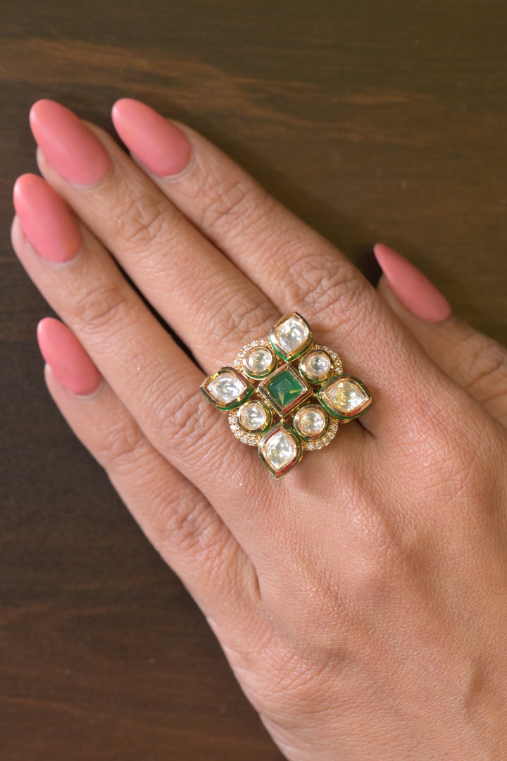 Begum Nirani Haldi Square Polki Ring