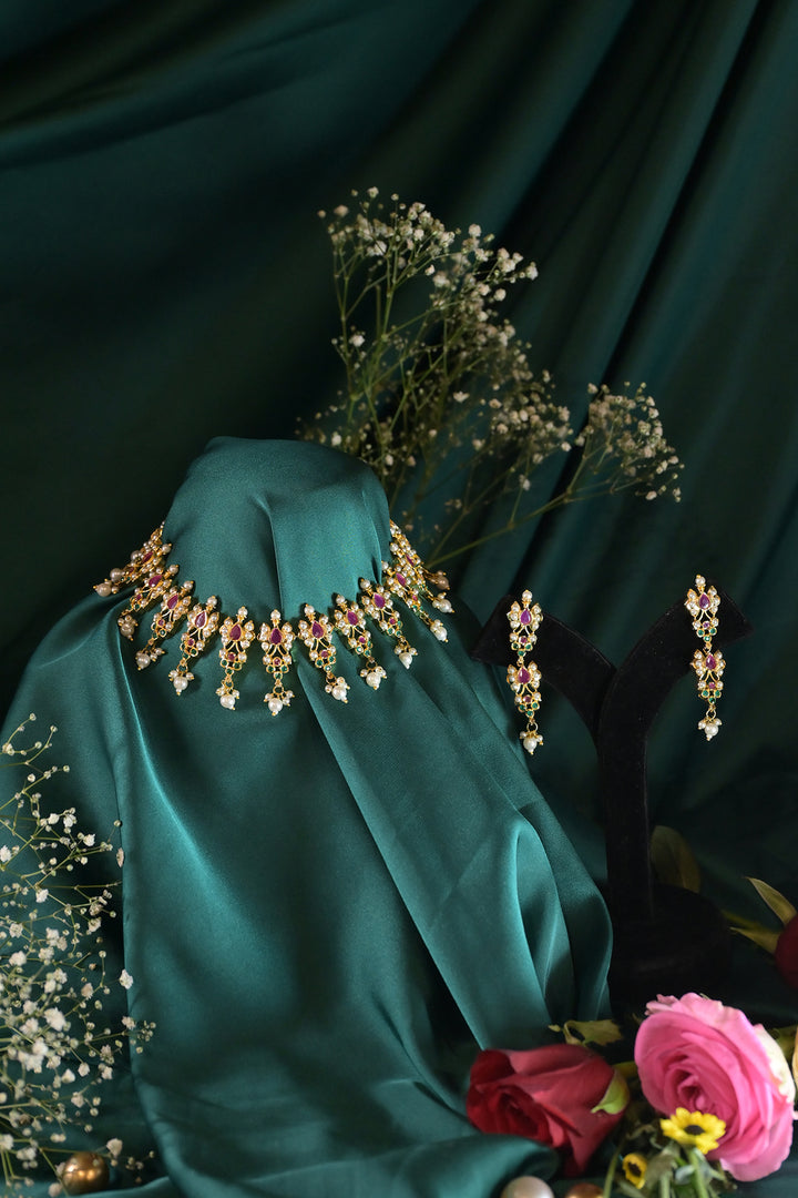 Jodha Navratna Engagement Jadau Necklace