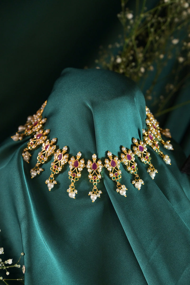 Jodha Navratna Engagement Jadau Necklace