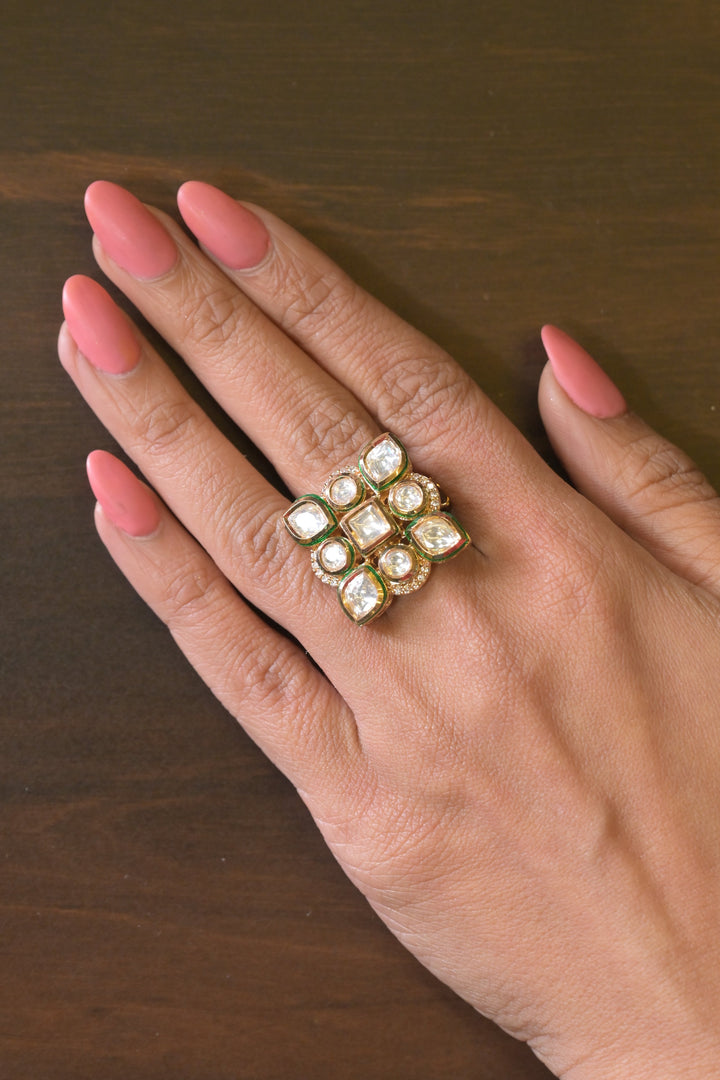 Begum Nirani Haldi Square Polki Ring