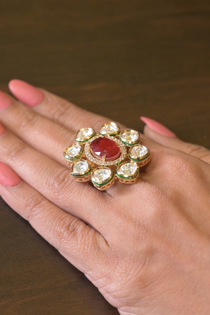 Adi Laxmi Polki Oval Ring