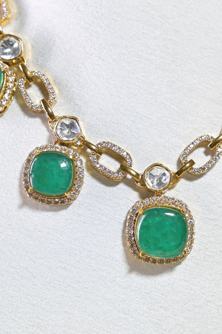 Goldleaf Emerald Charms Polki Necklace