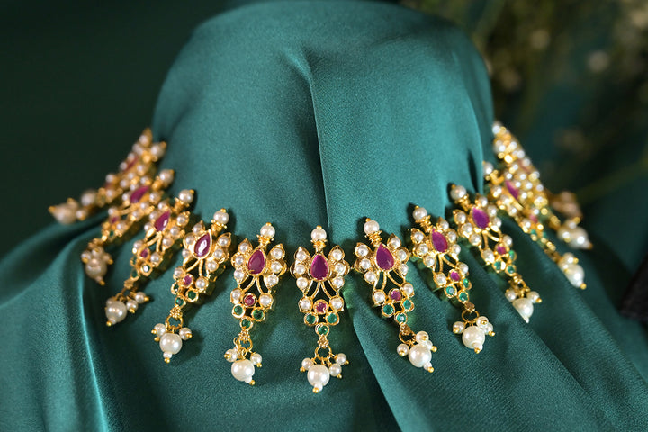 Jodha Navratna Engagement Jadau Necklace