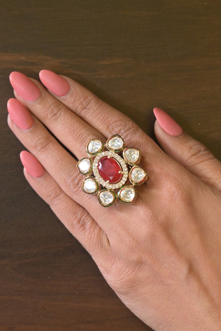 Adi Laxmi Polki Oval Ring