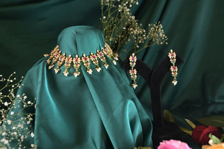 Jodha Navratna Engagement Jadau Necklace