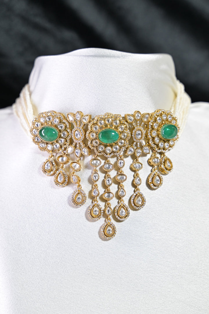 Kanaki Royal Oxidized Polki Choker Necklace