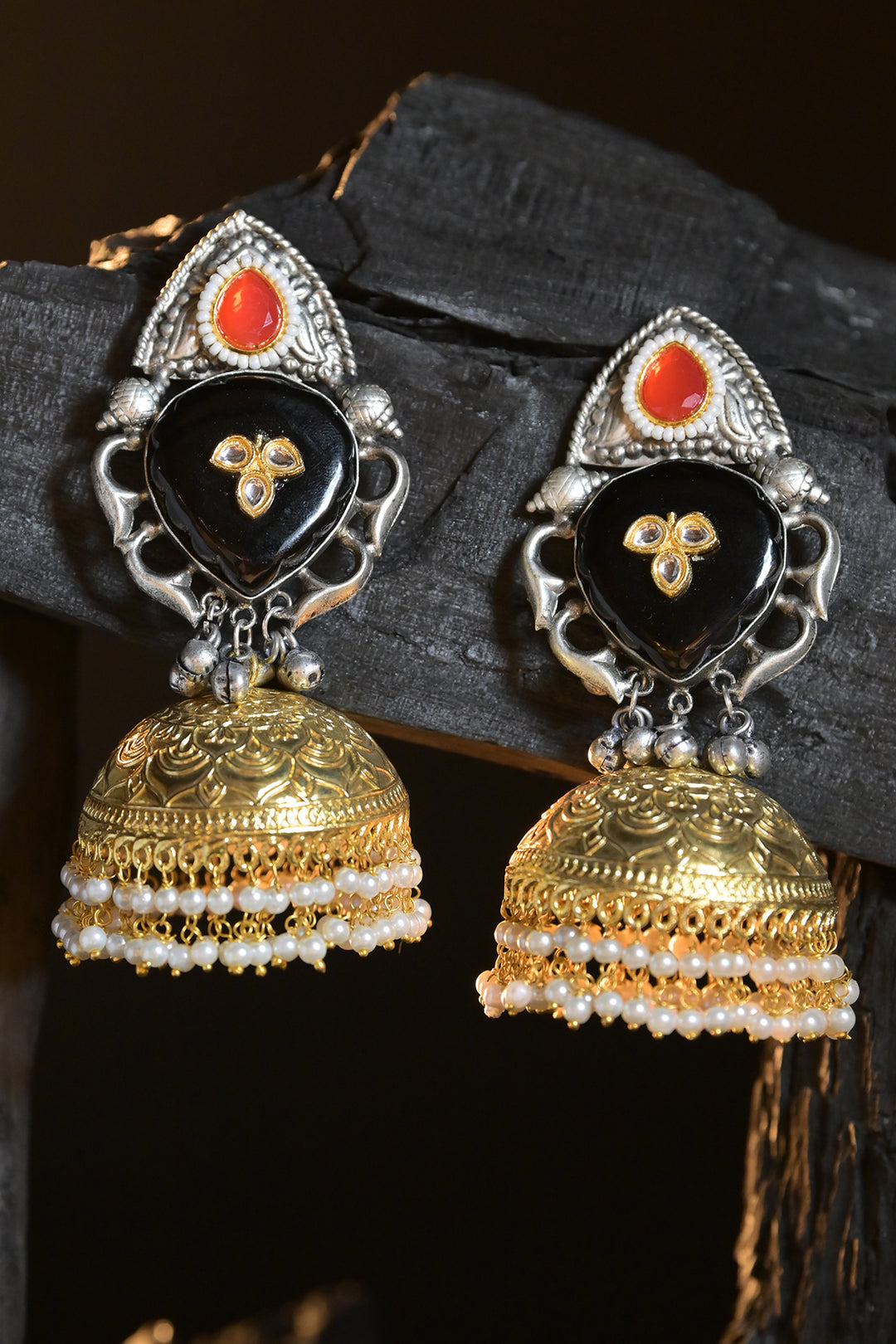 Ethnic Black Jhumka Earrings