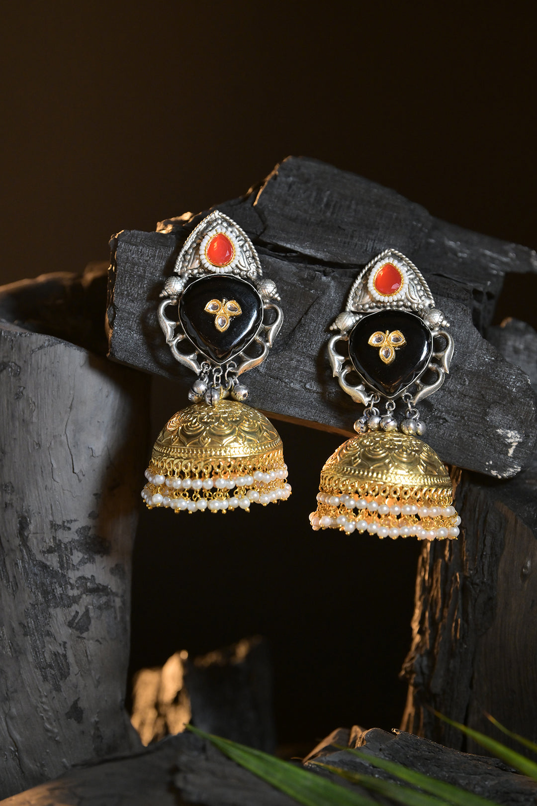 Ethnic Black Jhumka Earrings