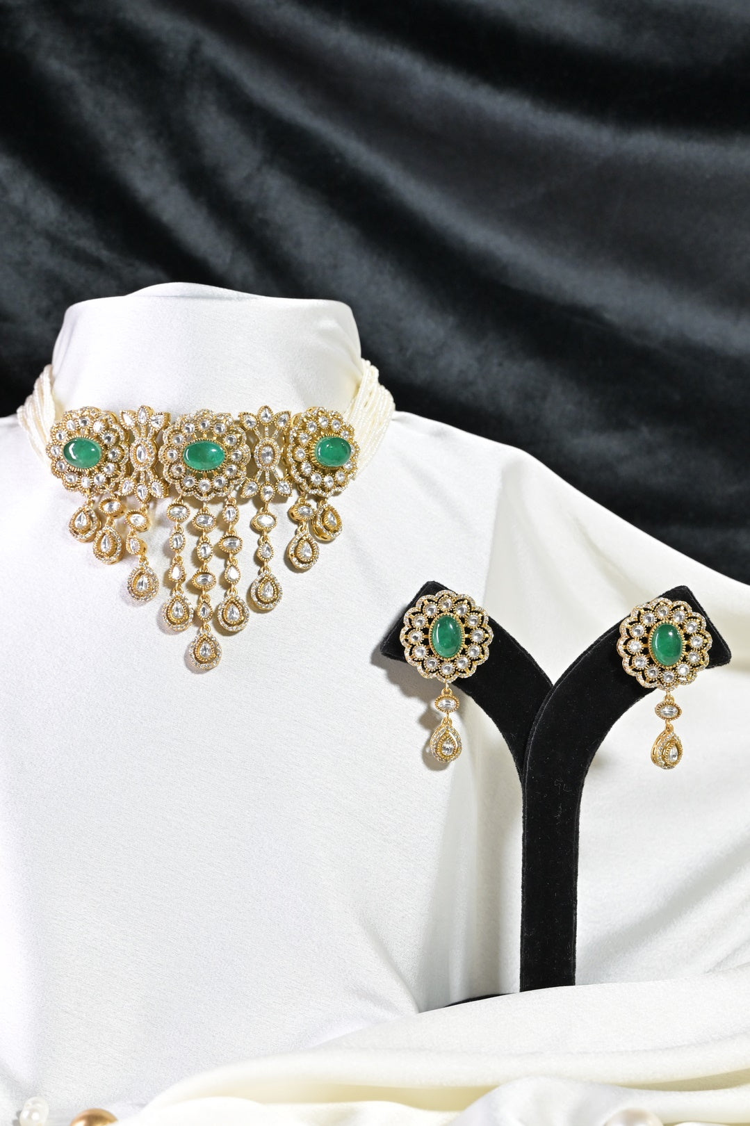 Kanaki Royal Oxidized Polki Choker Necklace