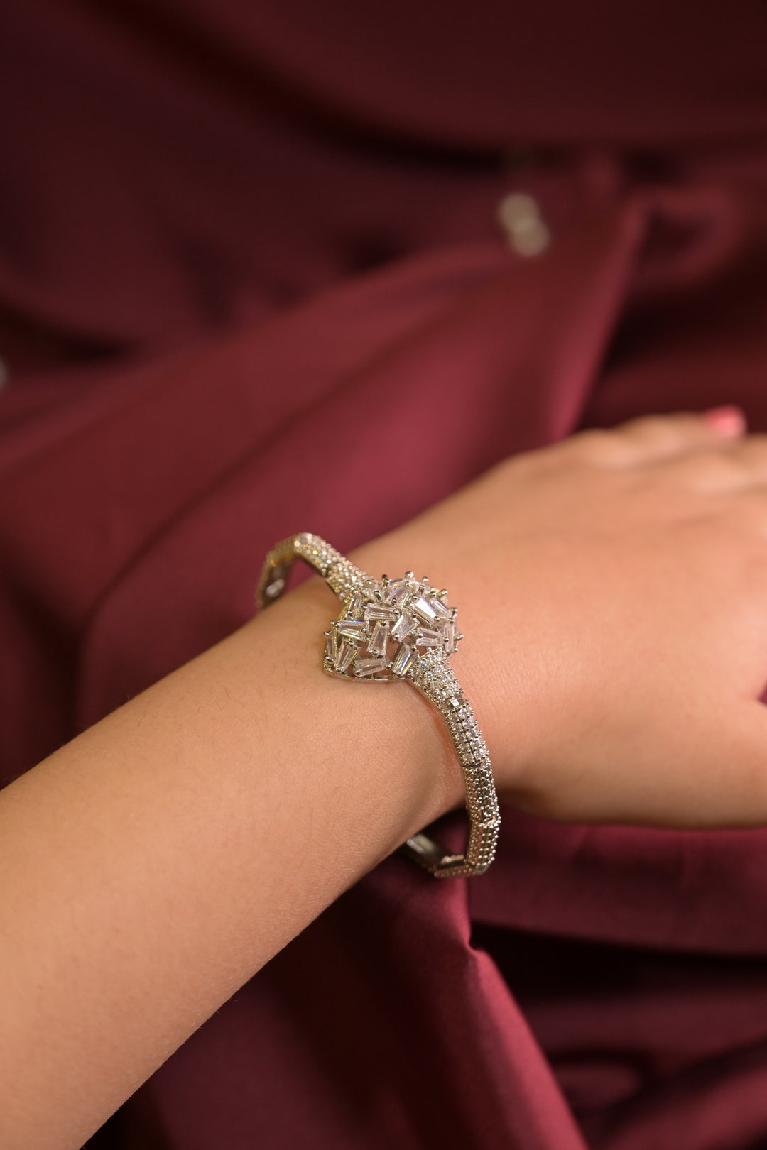 Crystal CZ Diamond Adjustable Silver Bracelet