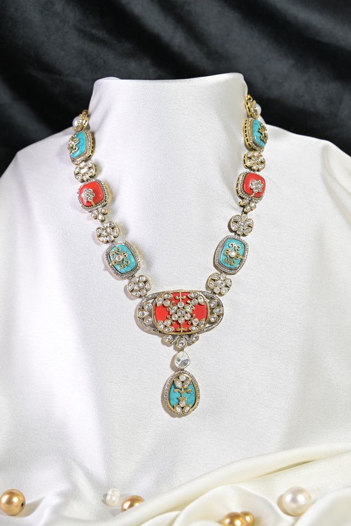 Leheriya Royal Multicolored Meenakari Polki Long Necklace