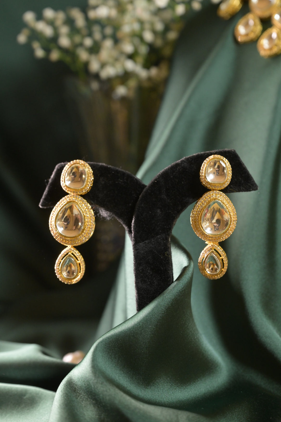 Golden Polki Charm Romantic Victorian Necklace.