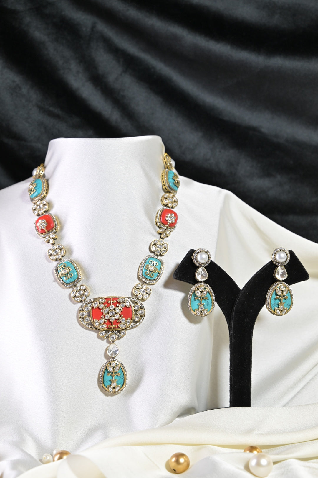 Leheriya Royal Multicolored Meenakari Polki Long Necklace